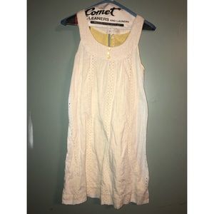 White and yellow eyelet dress